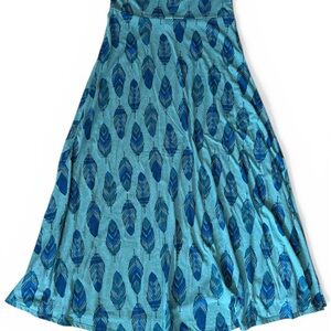 LuLaRoe Teal and Navy Feather Maxi Skirt